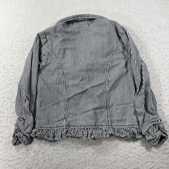 Disney D-Signed Girls Large Blue & White Striped Button Front Denim Jacket - Picture 9 of 12